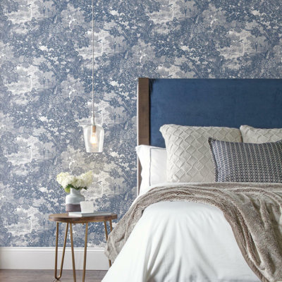 Modern Peel & Stick Toile Wallpaper