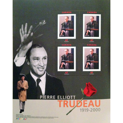 Ensemble de timbres commémoratifs Pierre Trudeau (6,5 po x 5,5 po)