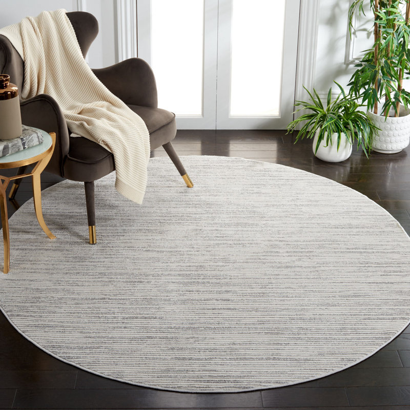Whisper Performance Striped Rug, Round 6'7"
