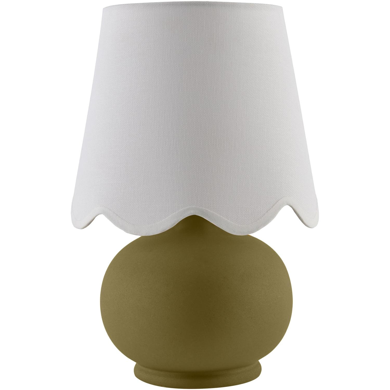 Momsen Scallop Ceramic Table Lamp, 13"H x 8"W x 8"D, White, Green