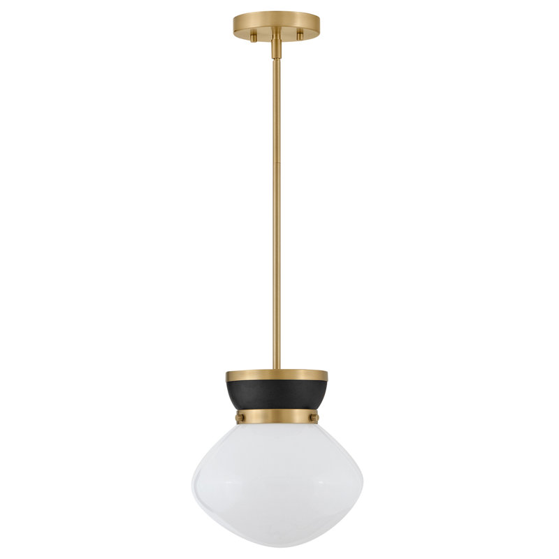 1 - Light Schoolhouse Pendant, Gold/Black