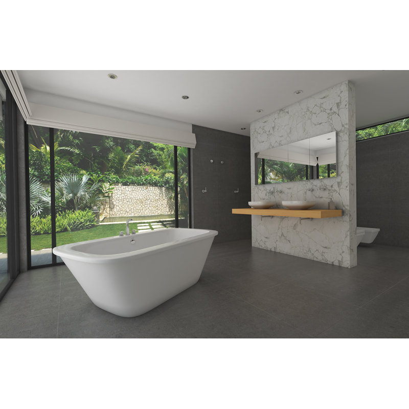 Placencia 66" x 36" Freestanding Soaking Acrylic Bathtub, White