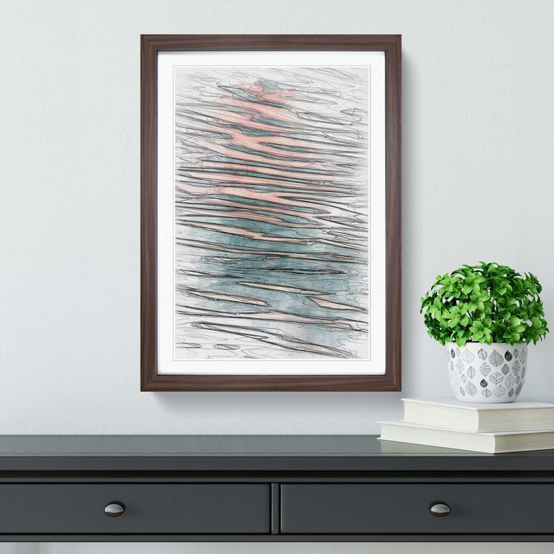 Pink Water Ripples - Framed Print, Walnut, 76cm H x 50cm W x 2cm D