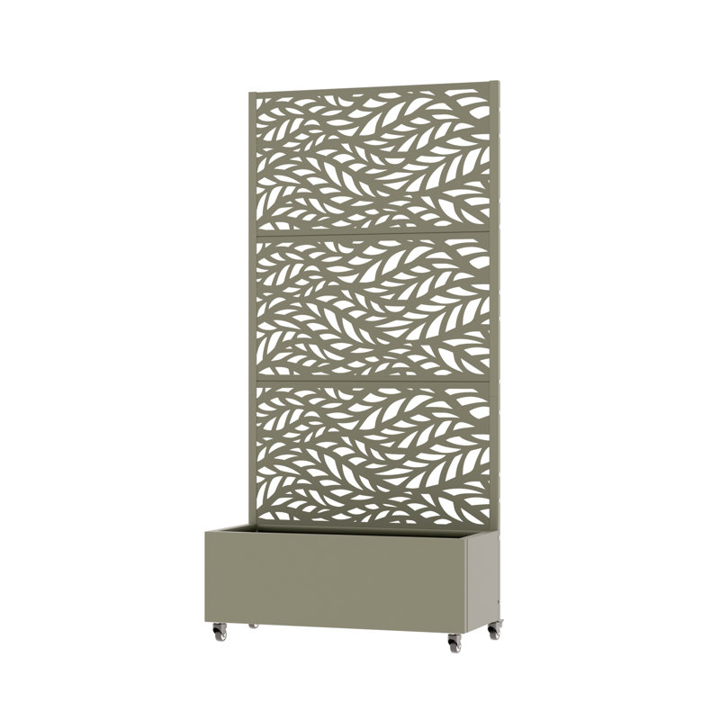 Boîte à fleurs d'extérieur avec roues, Gris olive