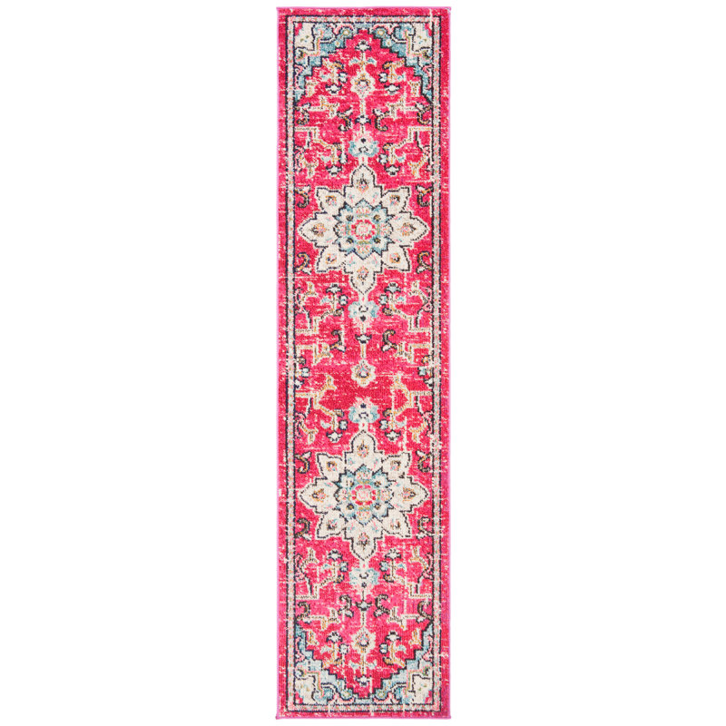 Tapis fuchsia / bleu Felty, Tapis de couloir 2 pi 2 po x 14 pi