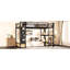 Structure de lit mezzanine avec garde-robe, lit mezzanine en métal avec tablettes de rangement et panneau perforé-1141735792