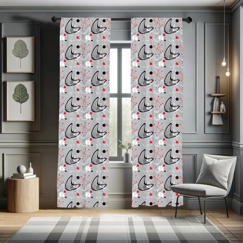 Mid Century Semi-Sheer Rod Pocket Curtain Panels, 28" x 63"