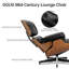 Fauteuil inclinable Mid-Century en cuir véritable avec repose-pieds en bois massif