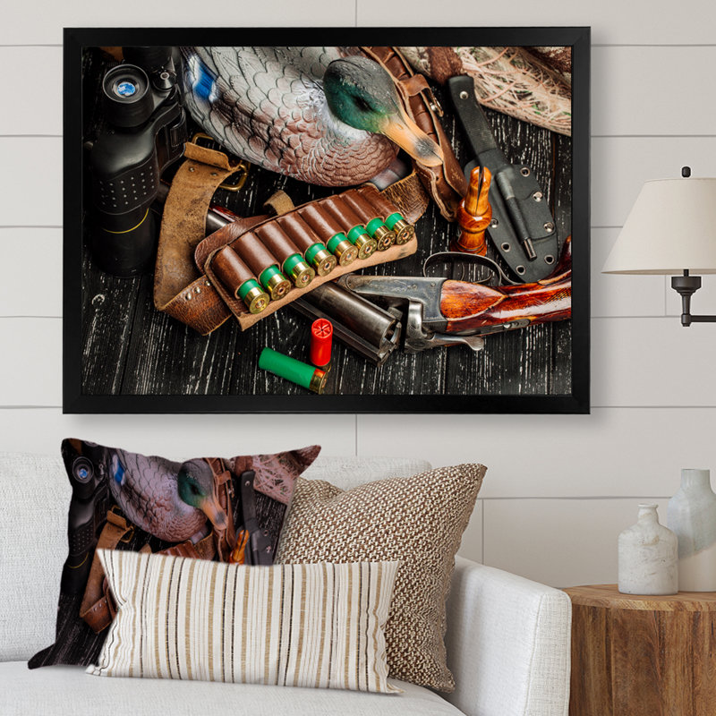 Équipement de chasse sur toile, H 12 po x l 20 po x P 1 po, Cadre simple noir
