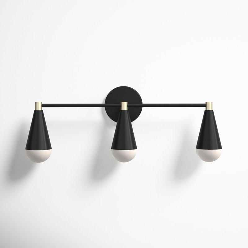 Black and Brass 3-Light Dimmable Vanity Fixture