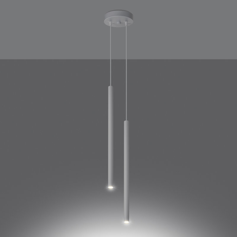 Berthile - Light Pendant, 2 Lights, 52cm W x 9cm D, White