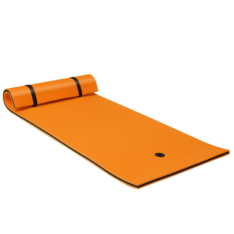 Floating Water Mat Pool Roll-up Floating Mattress W/ Rolling Pillow