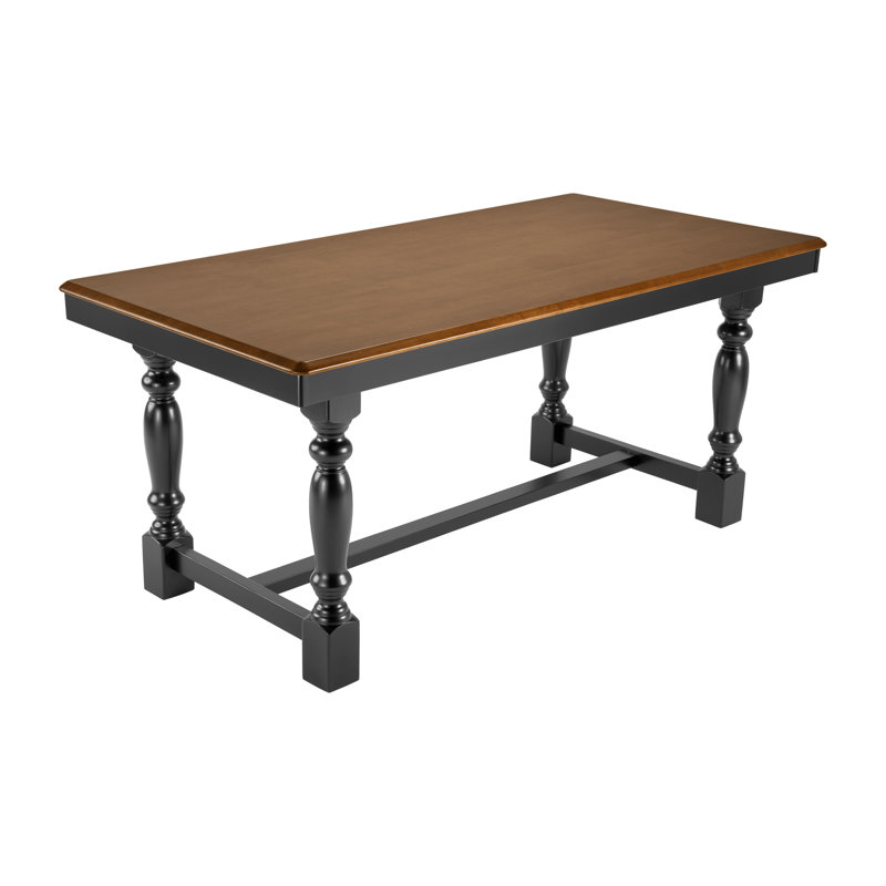 Table à manger 67 po rectangulaire, sièges 4 à 6, base à tréteaux, bois de ferme, brun moyen bruni et noir, Black