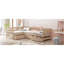Lit plateforme simple en forme de L avec trois tiroirs de rangement, naturel