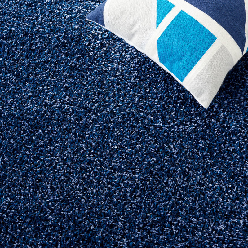 Vandoren Shag Performance Solid Color Rug, Runner 2'3" x 9', Navy Blue