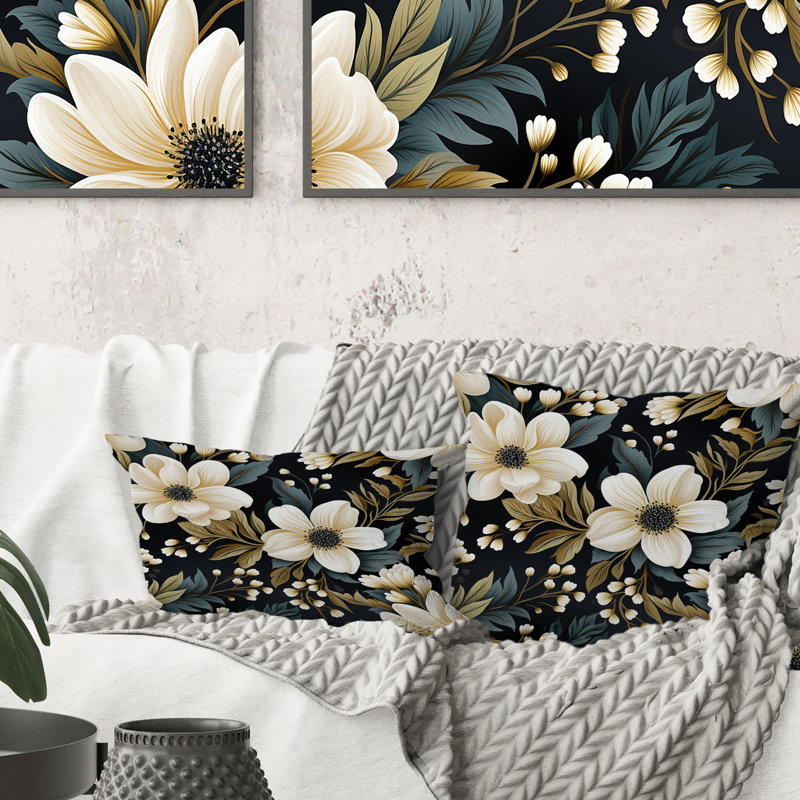 Délice de motif floral blanc et vert Nostalgia - coussin imprimé floral