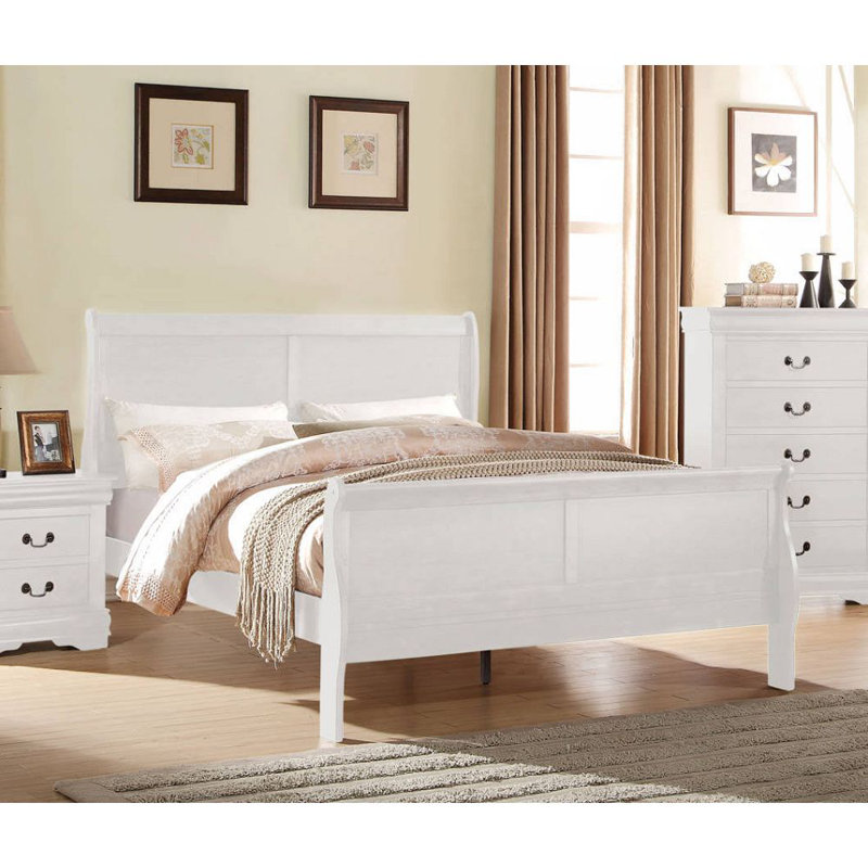 Amadis Wooden Sleigh Bed, Twin, Silver Gray