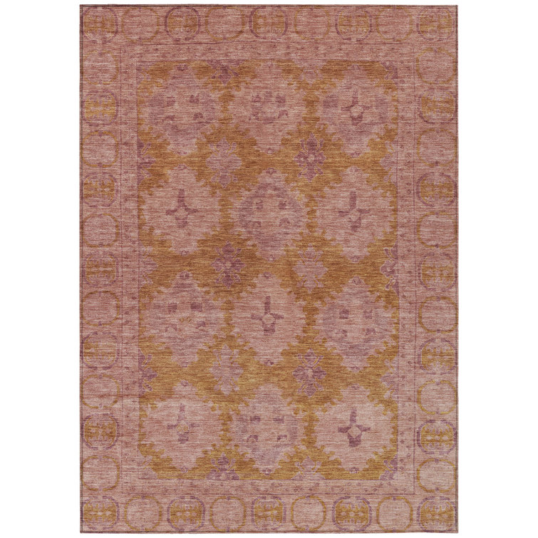 Machine Washable Indoor/Outdoor Xhevrie Blush Rug