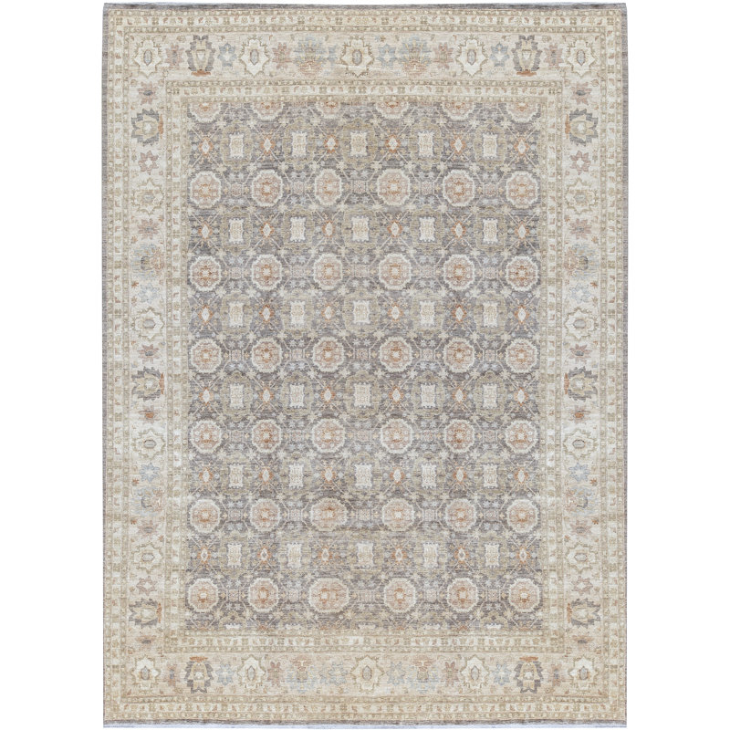 Tapis beige noué à la main de haute qualité