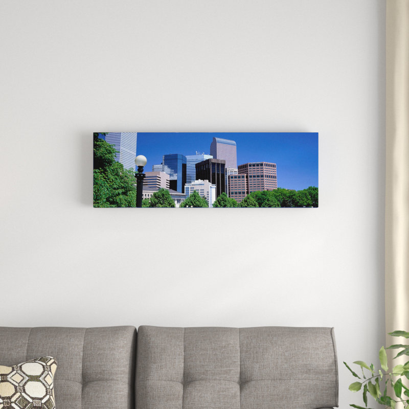 " Denver, Colorado ", 20" H x 60" W x 1.5" D, Black Framed Canvas