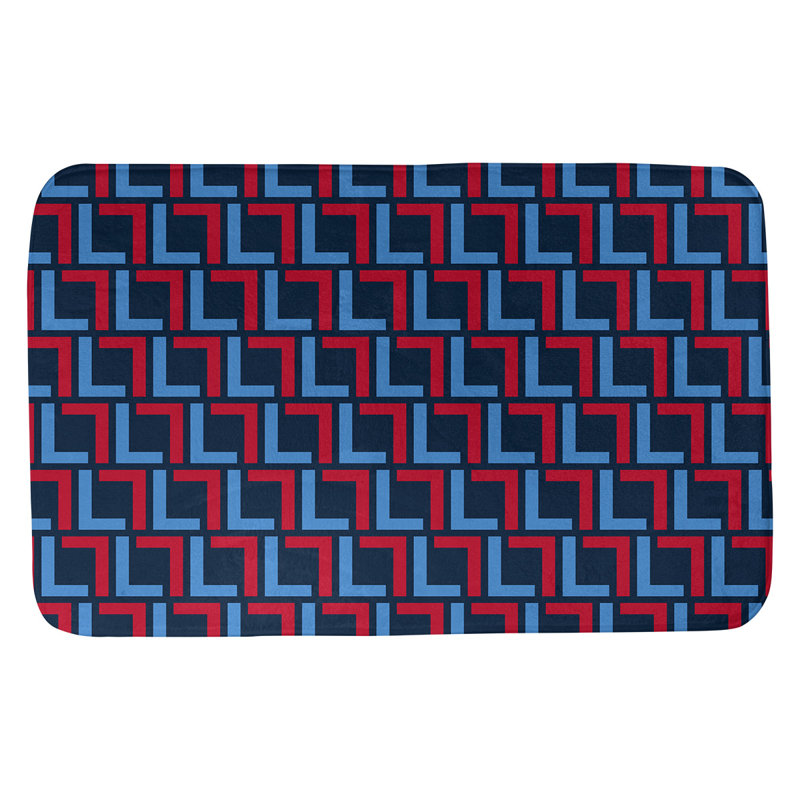 Tapis pour salle de bain Baltimore, l 17 po x L 24 po, Bleu marine / bleu / rouge
