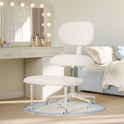 Chaise ergonomique pivotante à pieds croisés, hauteur réglable et tissu en peluche, chaise de méditation avec dossier