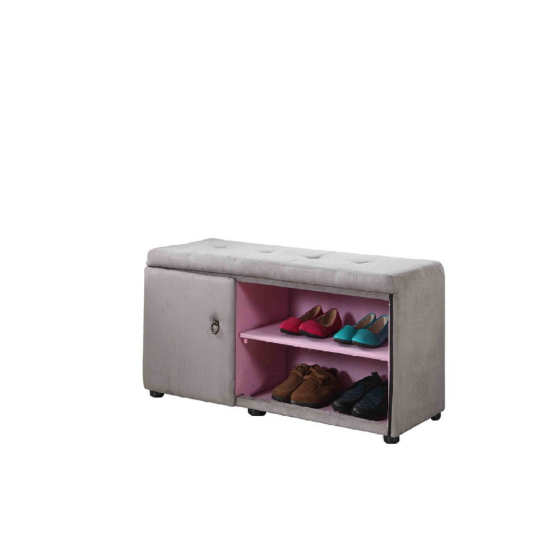 Grand repose-pieds de rangement de 18 po avec compartiment à chaussures, argent et gris, Gris