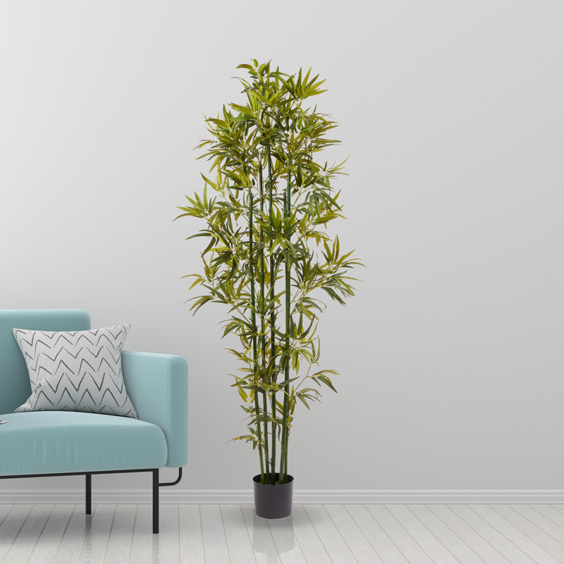 Artificial Bamboo Tree - 6FT Fake Plant with Adjustable Leaves and Pot - Faux Plants Indoor for Home, Restaurant, or Office Décor