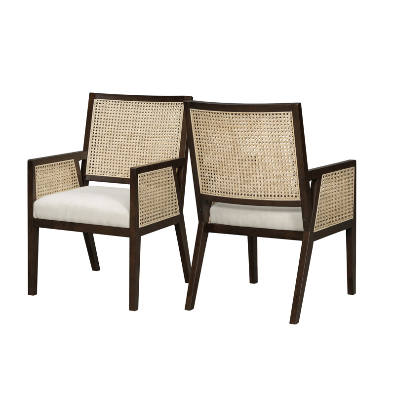 Chaise de salle à manger rembourrée Calira, Coussin beige / structure brun foncé