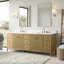 Ensemble de meuble-lavabo autoportant à double cuve 84 po avec plateau en marbre Lavallon-126316240-126316244