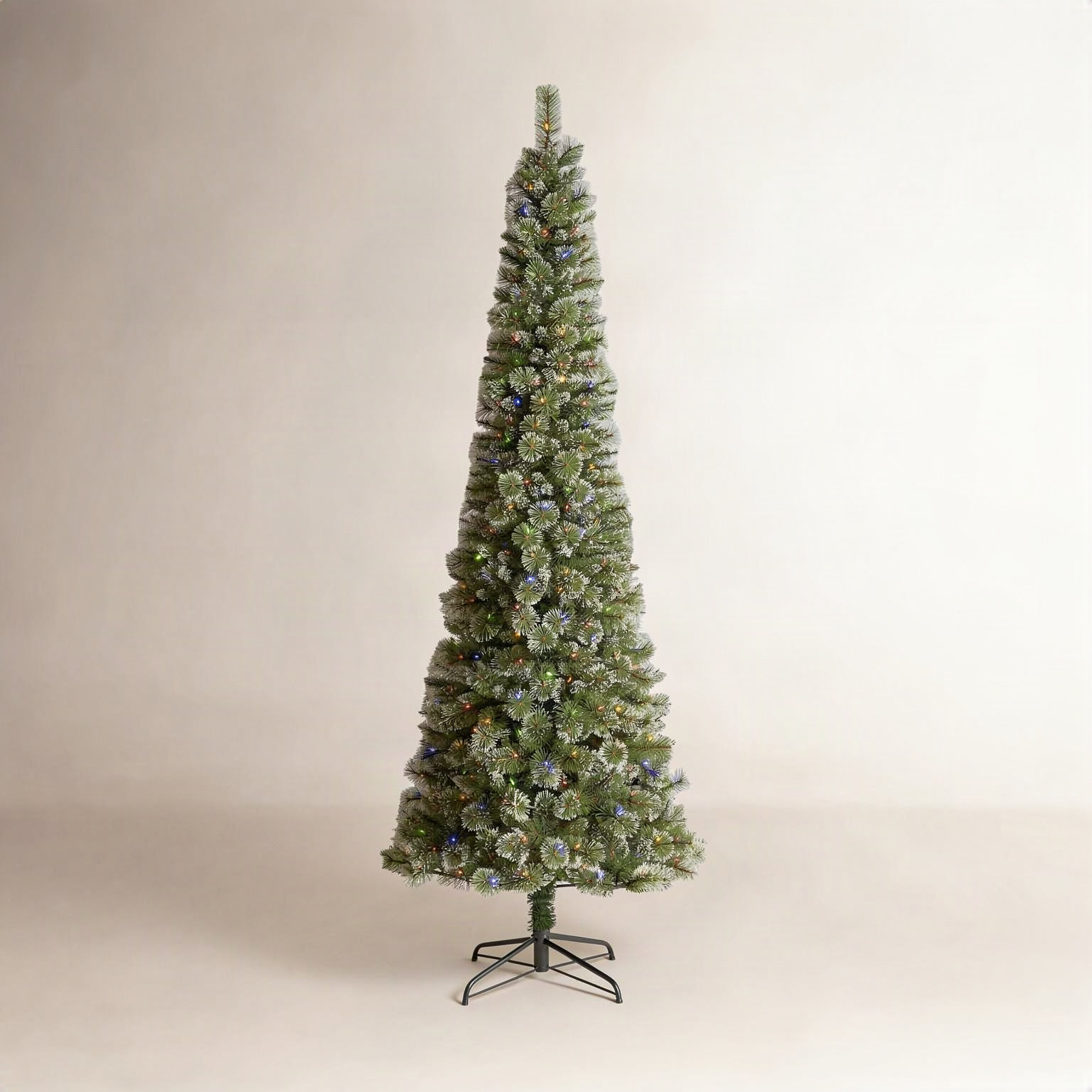 Leilonie Flocked Pre-Lit Pine Christmas Tree, 9'