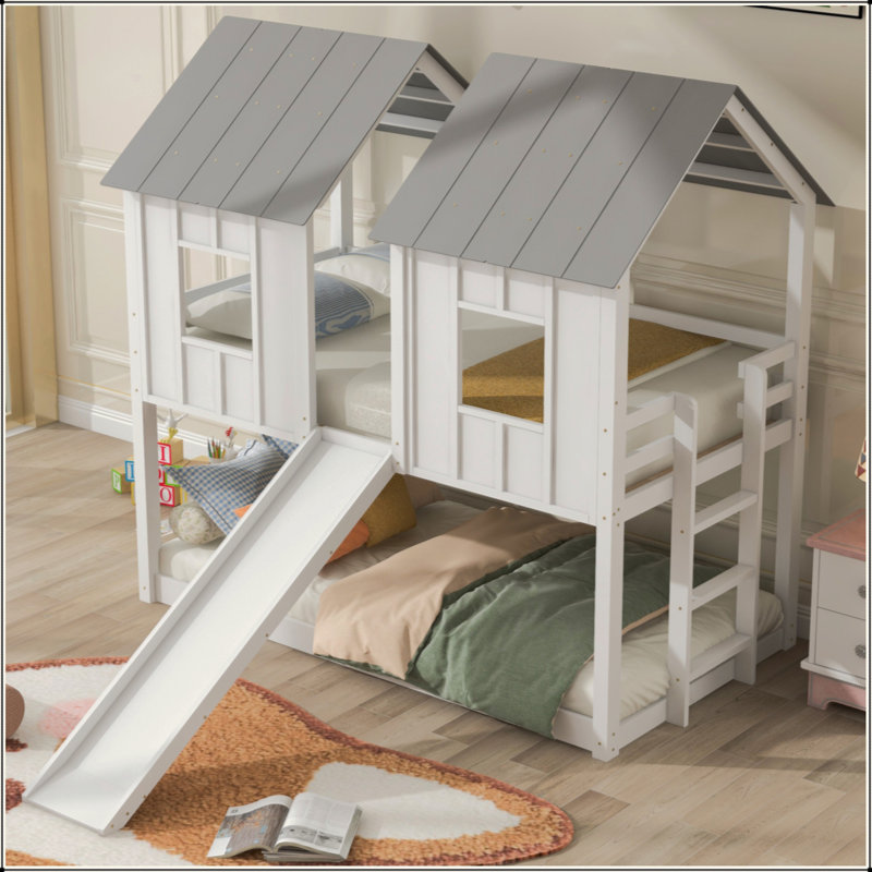 Lit superposé avec glissade et fenêtres House