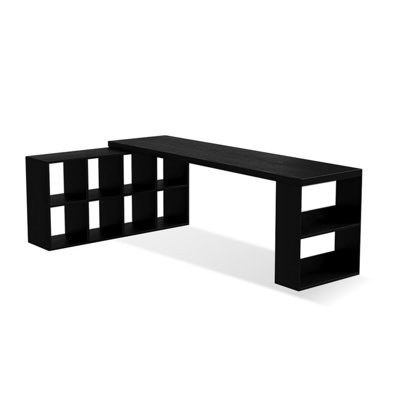 Bureau rectangulaire en bois massif noir, H 29,53 po x l 78,74 po x P 23,62 po, Retour à gauche