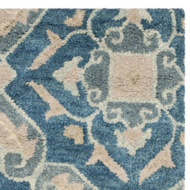 Amory Hand Tufted Wool/Cotton Geometric Rug in Blue/Gray, Rectangle 2' x 3'