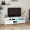 Meuble télé moderne pour téléviseur de 55 po ou moins pour le salon blanc ultrabrillant