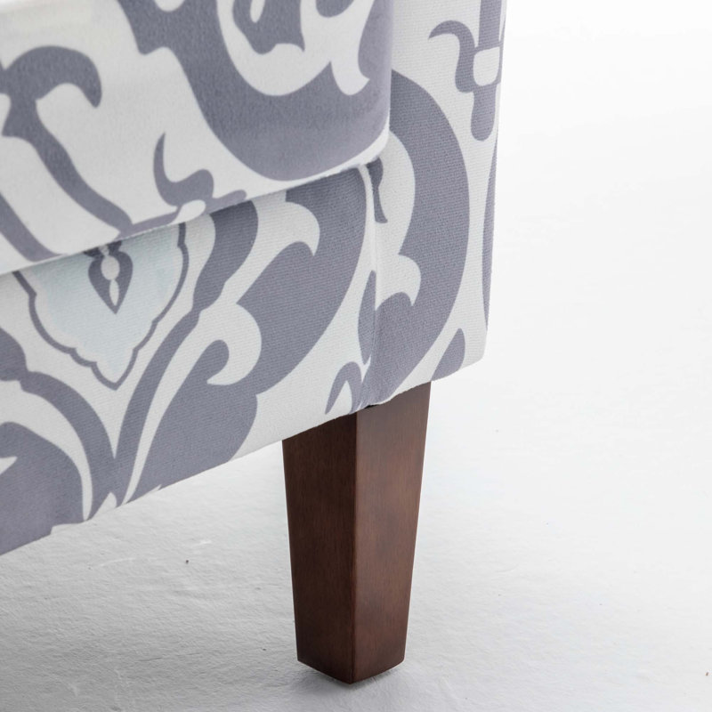 Fauteuil en mélange de polyester à motifs avec structure en bouleau massif et rembourrage en mousse pour le bureau du salon