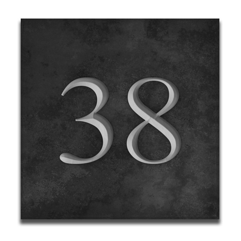 Velia 17.78cm H Stone House Number, 38, Silver