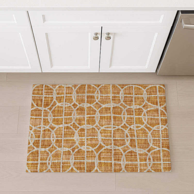 Machine Washable Indoor/Outdoor Chantille ACN2769 Geometric Rug, 2'6" x 3'10", Curry