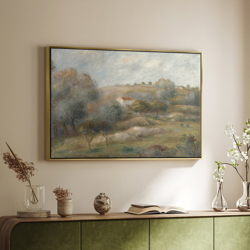 Paysage rétro - CDL XXXIV - impression, Toile avec cadre doré, H 27 po x l 41 po x P 2 po