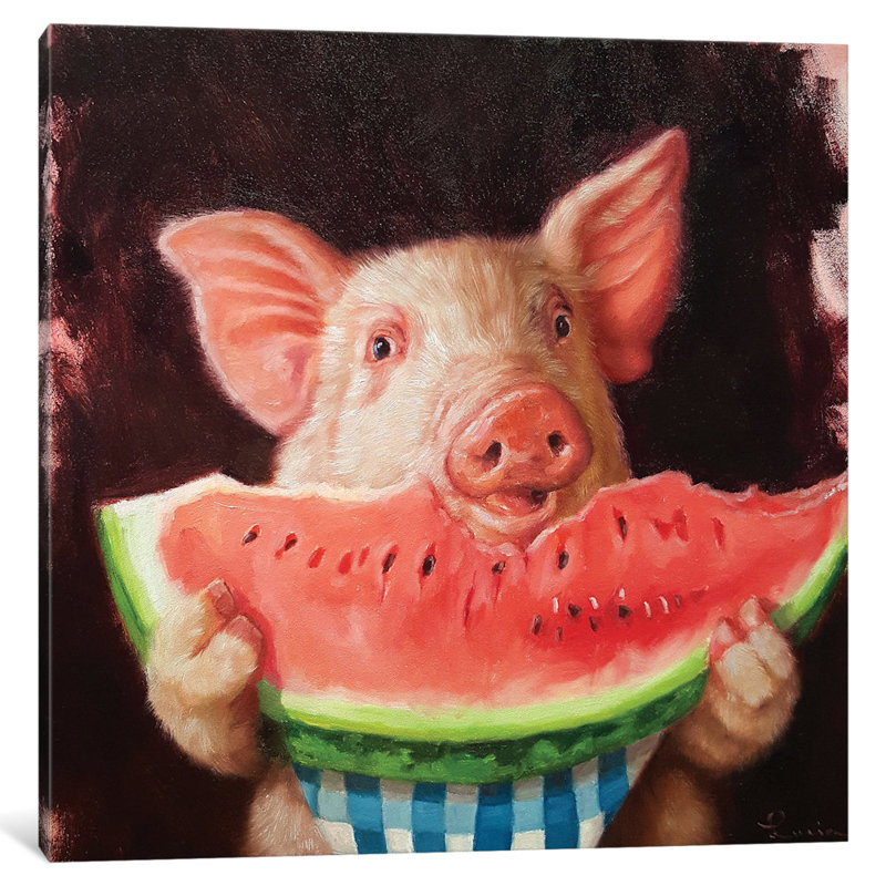 « porc out » sur toile, H 18 po x l 18 po x P 1,5 po, Toile tendue