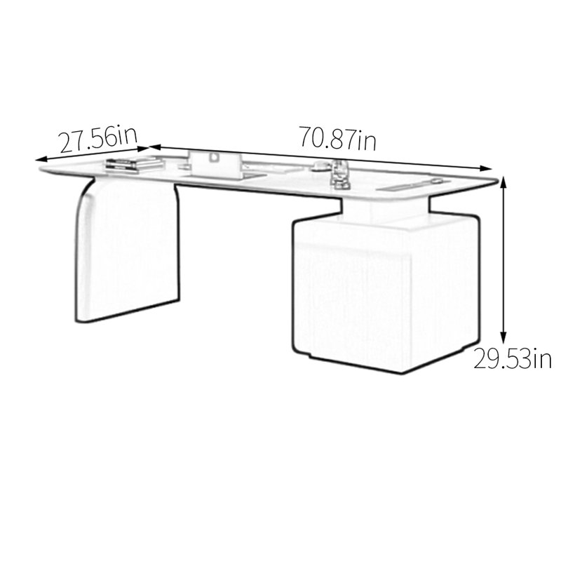 Bureau unique avec surface de travail spacieuse, H 29,53 po x l 70,87 po x P 27,56 po