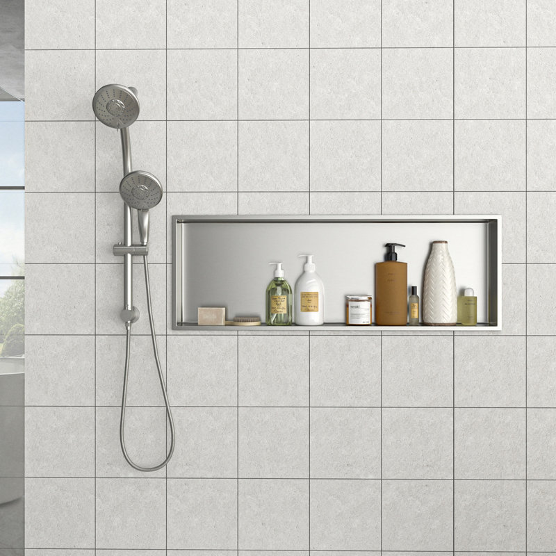 37" X 13" Stainless Steel Shower Niche, Brushed Nickel, 3.94" H x 37" W x 13" D, Brushed Nickel