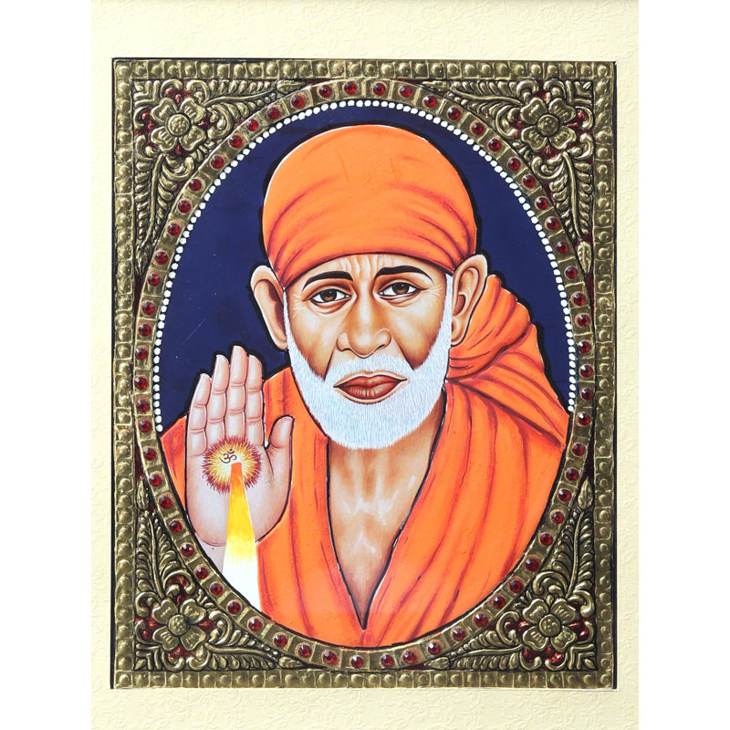 Shirdi Sai Baba Tanjore, peinture sur cadre en bois