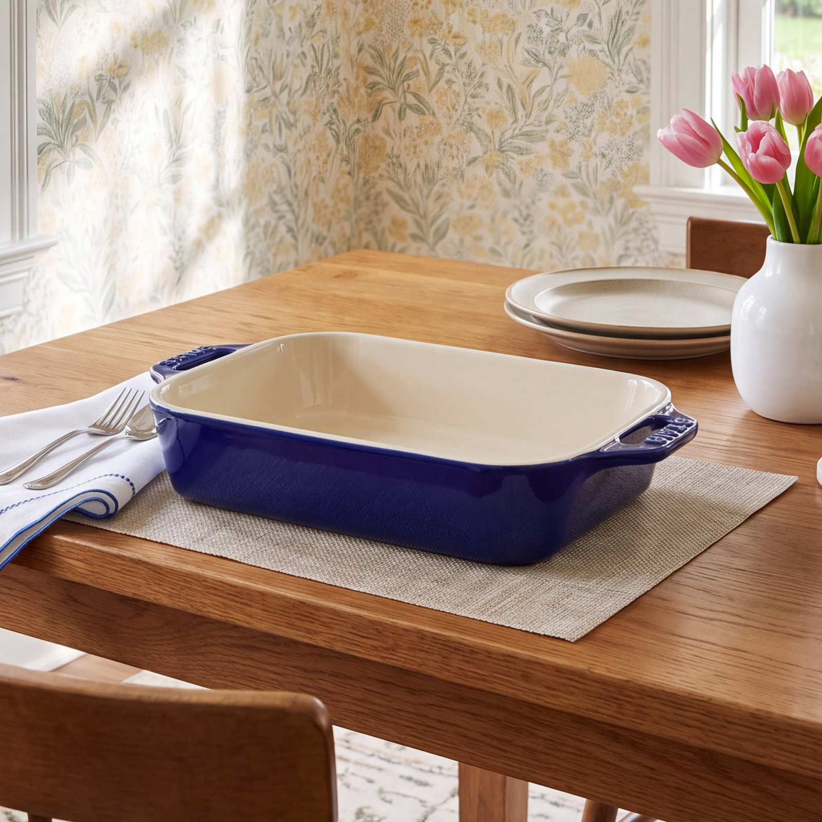 Staub Ceramics Rectangular Oven Dish, Dark Blue