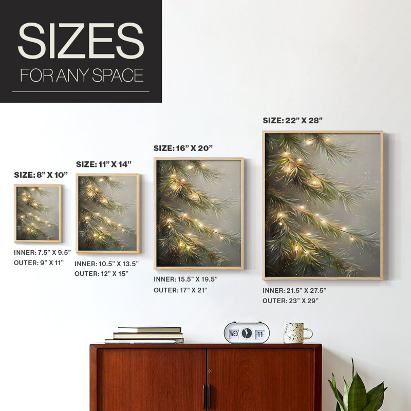 Art de Noël des Fêtes - série 2-XLI, reproduction encadrée - bois massif, H 11 po x l 9 po, Naturel