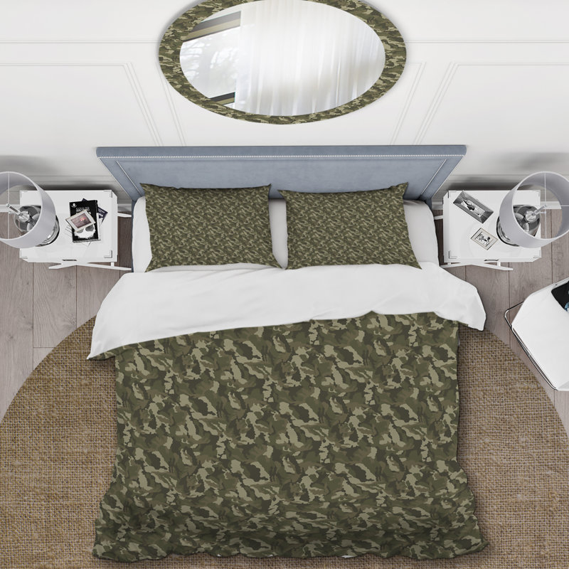 Green Microfiber Duvet Cover Set, King Duvet Cover + 2 King Shams