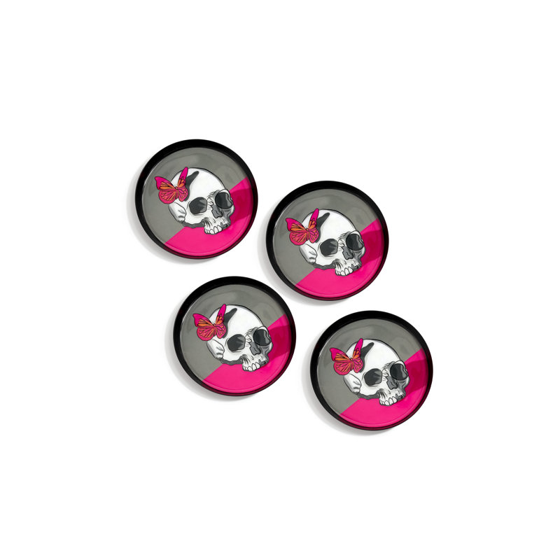Ensemble de 4 sous-verres en métal Midnight Flutter Skull