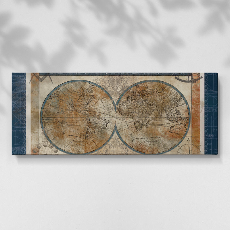 Plan du monde - Toile tendue avec châssis - Prêt à accrocher, H 12 po x l 30 po