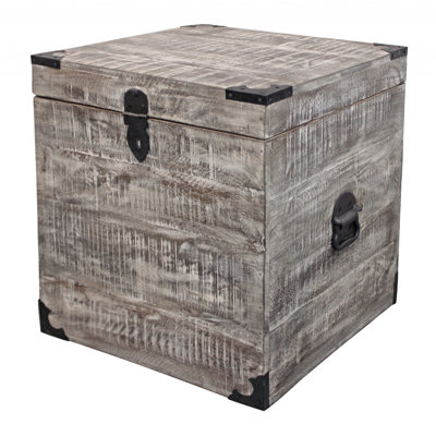 20" Gray Solid Wood Square End Table