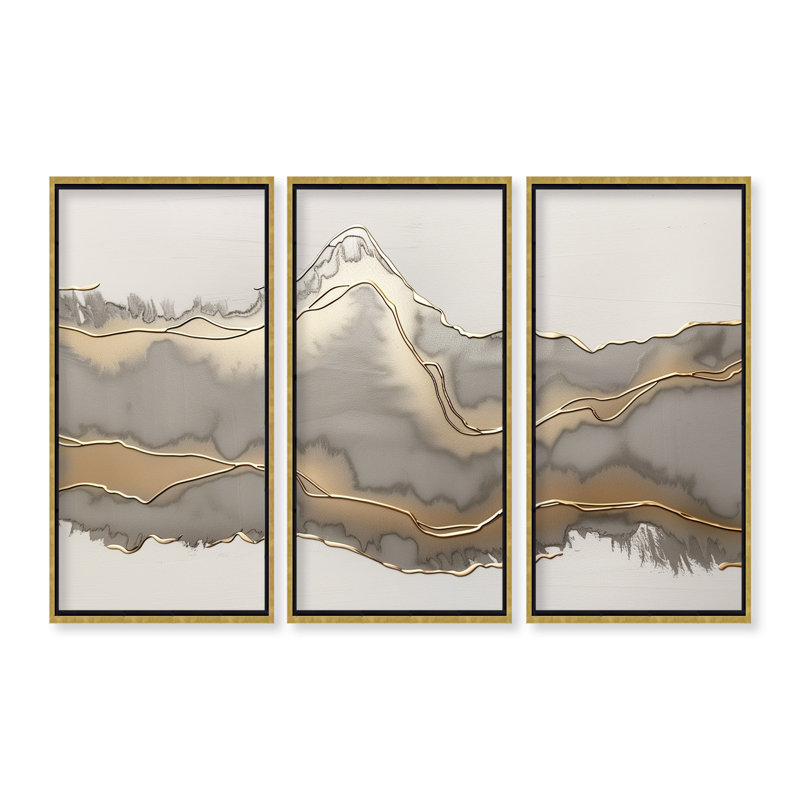 Nature Inspired Metallic Landscape Trptych